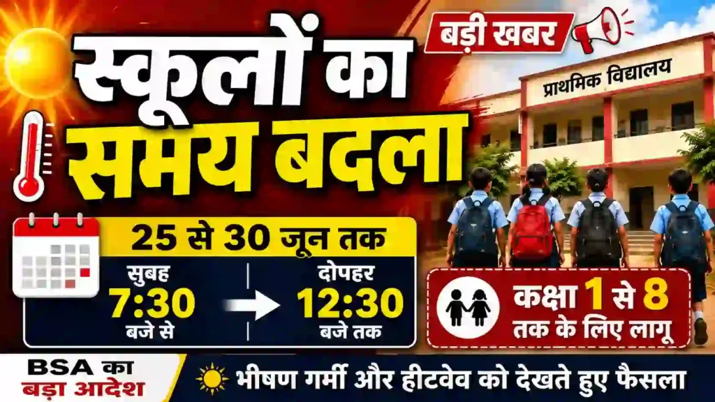 जनपद बढ़ती गर्मी के कारण स्कूलों की छुट्टी जल्दी, 25 जून से लागू होगा नया समय