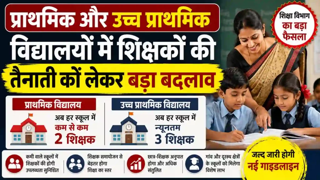प्राथमिक और उच्च प्राथमिक विद्यालयों में शिक्षकों की तैनाती को लेकर बड़ा बदलाव