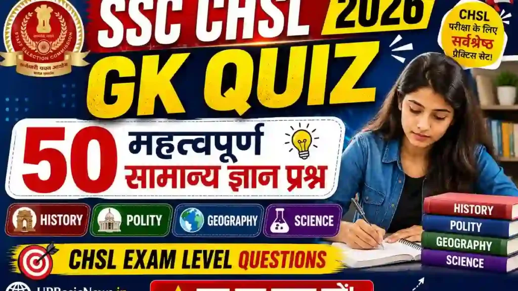 SSC CHSL 2026 GK Questions in Hindi: 20 महत्वपूर्ण सामान्य ज्ञान प्रश्न और उत्तर